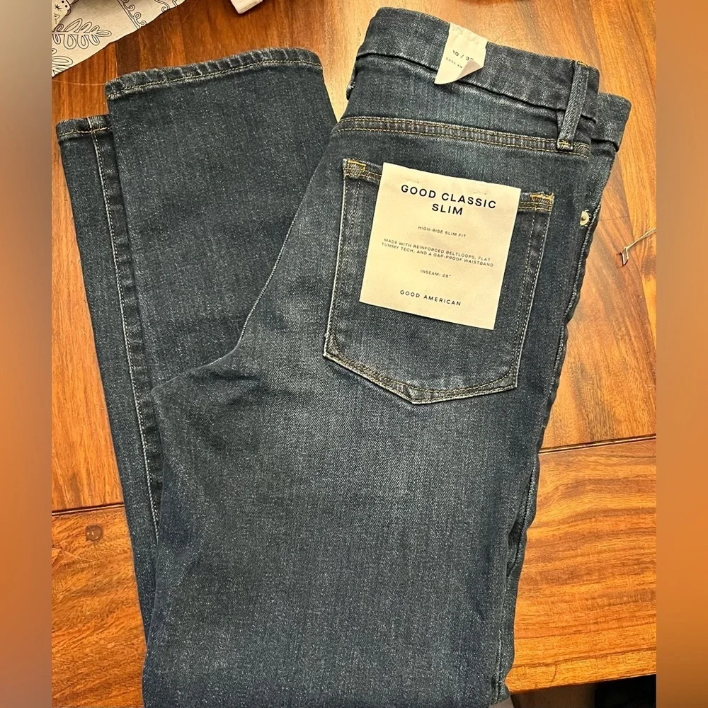 Good American Dark Blue Straight Leg Jeans